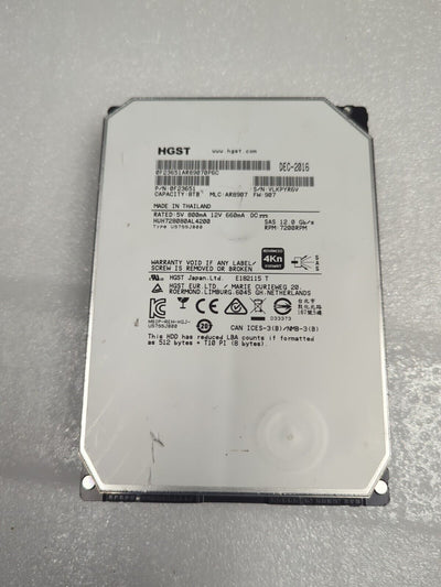 (GRADE A)HGST HUH728080AL4200 3.5" 8TB SAS Hard drive (1 Hour Only ,not for PC)-