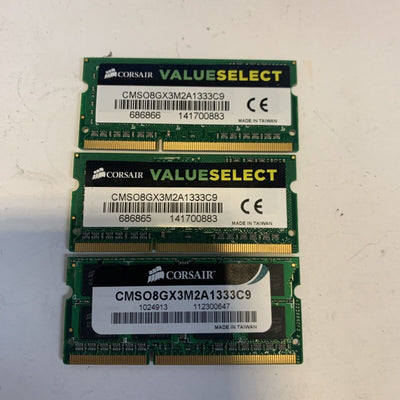 (3x) CORSAIR 4GB DDR3 1333 Laptop Memory 2RX8 PC3-10600S RAM CMSO8GX3M2A1333C9