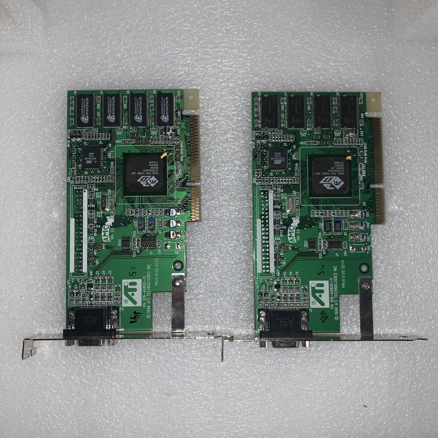 (2x) 1998 Vintage ATI 109-49800-11 Video Card Rage Pro Turbo AGP 0125-21000