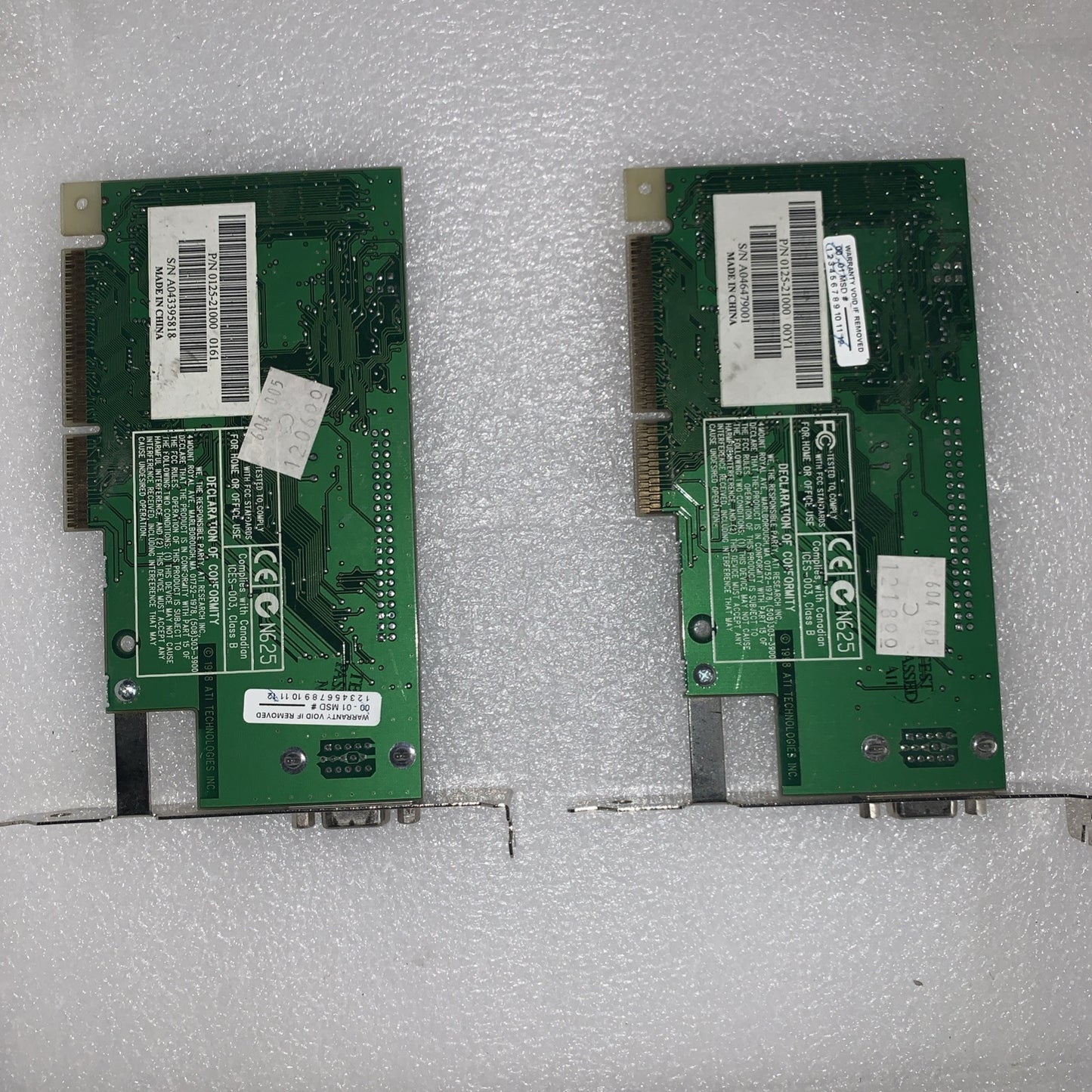 (2x) 1998 Vintage ATI 109-49800-11 Video Card Rage Pro Turbo AGP 0125-21000