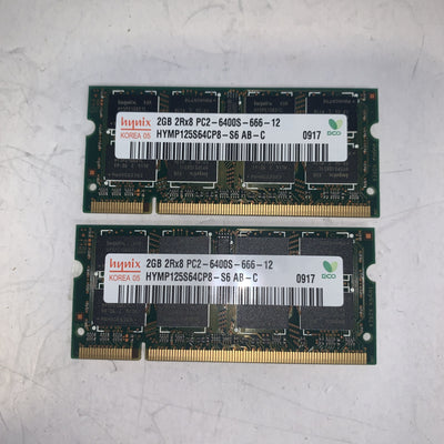 4GB = 2X 2GB Hynix  6400S 800Mhz DDR2 SODIMM 1.8V 200Pin Laptop Memory Ram