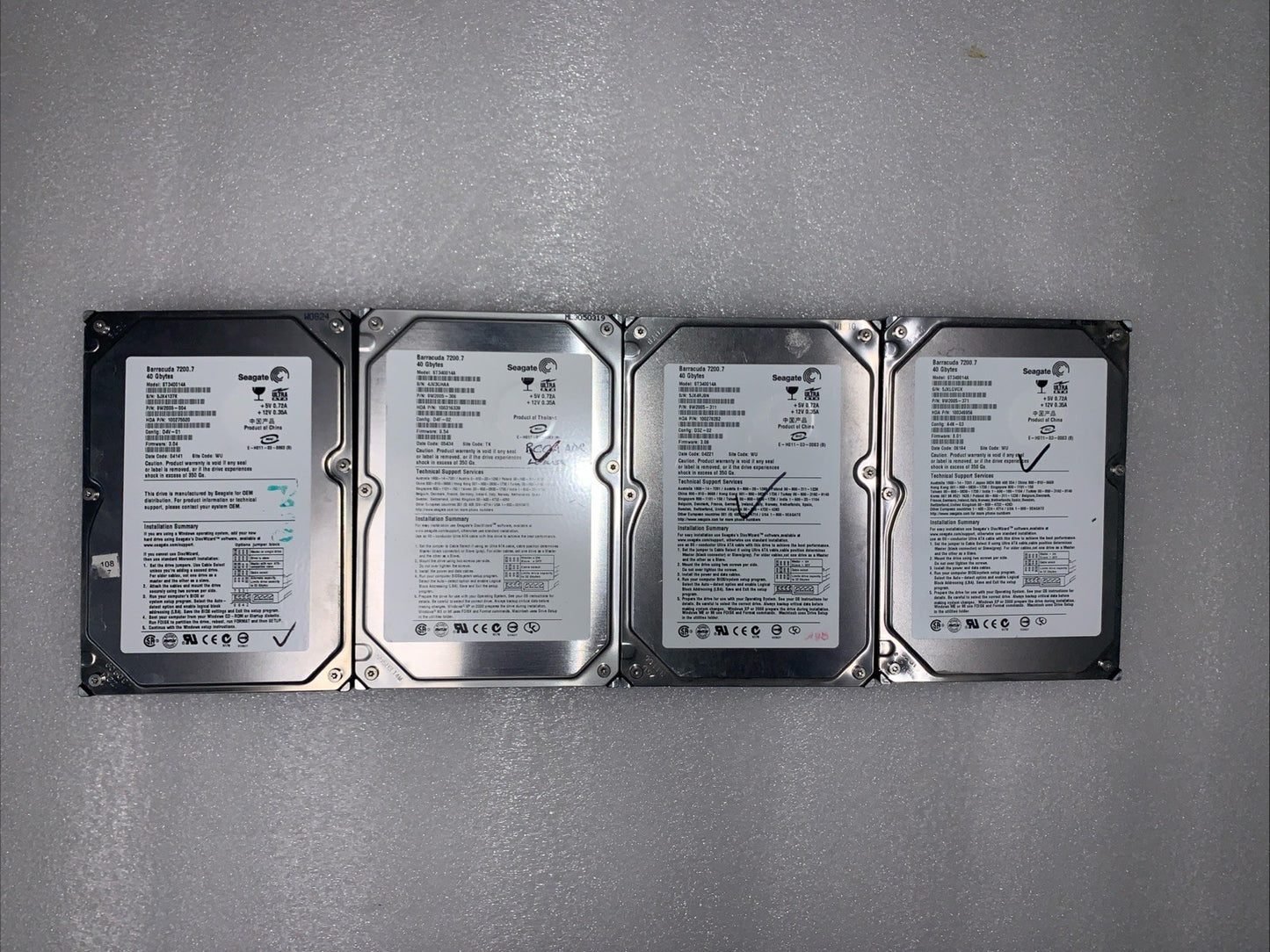 Lot of 4 Desktop 40GB 7.2K IDE hard drives