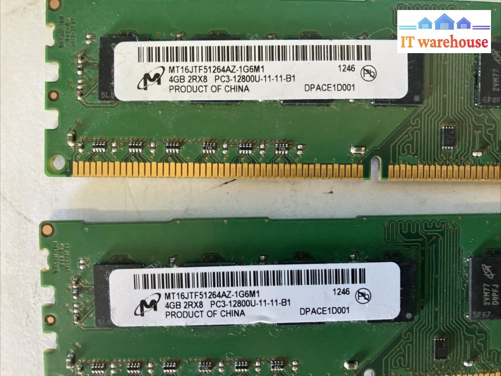 (12x 4GB) Micron 2Rx8 DDR3-1600 PC3-12800U RAM MT16JTF51264AZ-1G6M1 P/N 655410 ~