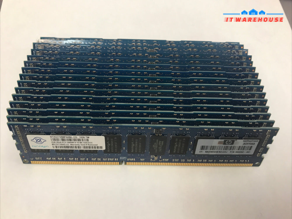 16 x HP / Nanya 2GB ECC RAM 2Rx8 PC3-10600R  500202-061 / NT2GC72B8PAONL-CG RAM