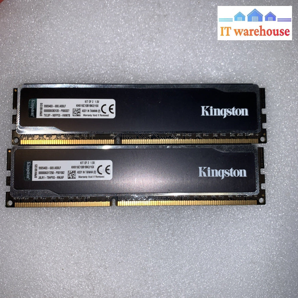 16GB (2×8GB) Kingston HyperX Black DDR3-1600 PC3-12800 Desktop RAM CL10