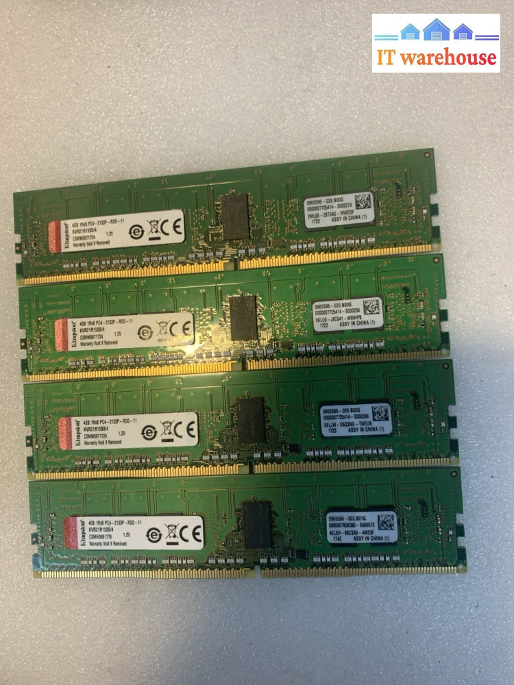 16GB (4×4GB) Kingston DDR4-2133 ECC RDIMM Server RAM KVR21R15S8/4 PC4-2133P