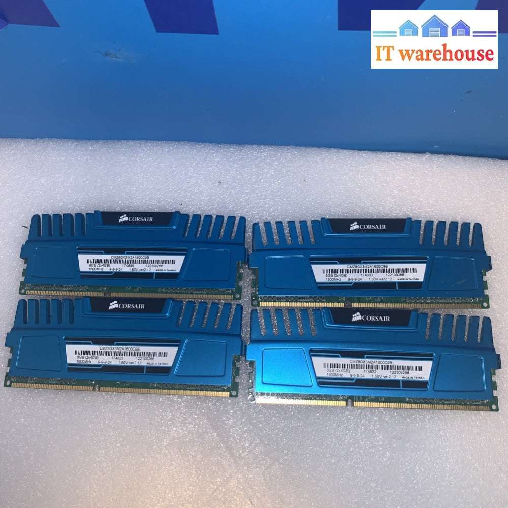 16GB =4x 4G Corsair CMZ8GX3M2A1600C9B Vengeance Blue PC3-12800 1600mHz DDR3 RAM