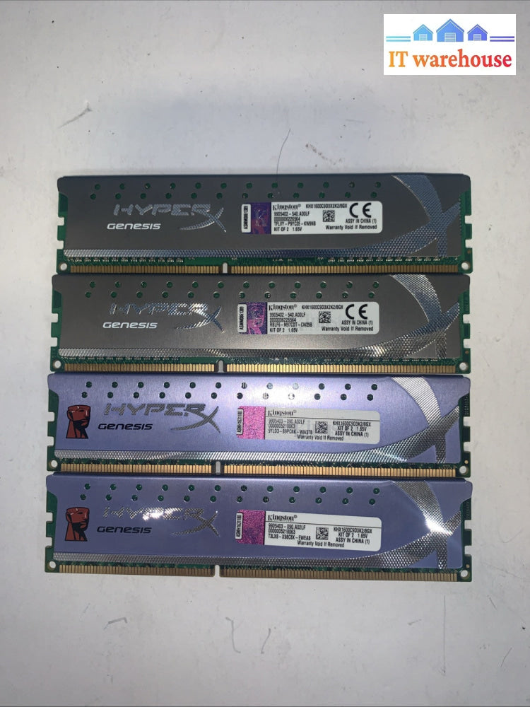 16GB = 4x 4GB Kingston DDR3 1600MHz Desktop RAM Hyperx BLU KHX1600C9D3B1K2/8GX