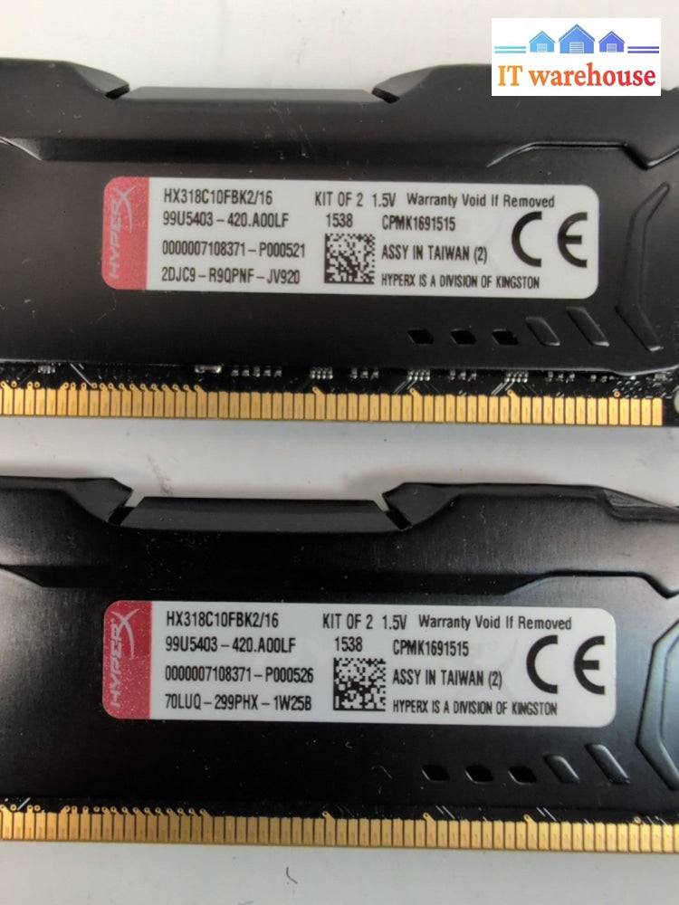 16GB (8GBx2) Kingston HyperX FURY (HX318C10FBK2/16) DDR3 SDRAM Memory  tested -
