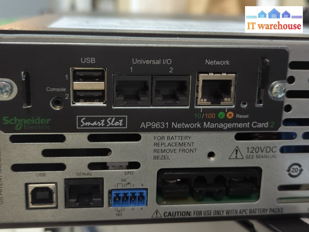 1x APC SMX3000RMLV2UNC Smart UPS 2700W 120V 2U W/AP9631 (NO Batteries) -