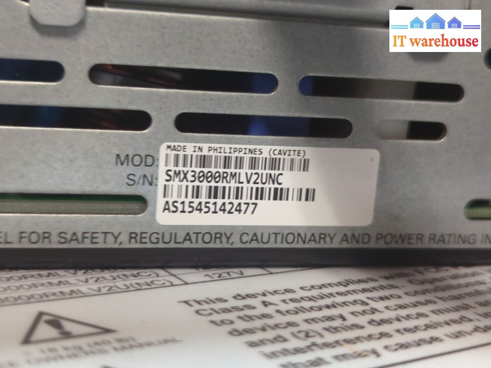 1x APC SMX3000RMLV2UNC Smart UPS 2700W 120V 2U W/AP9631 (NO Batteries) -