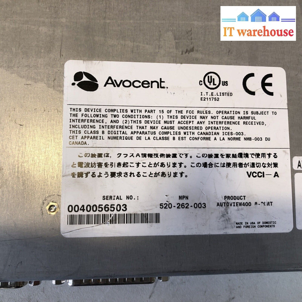 1X Avocent Autoview 400 8-Port Kvm Switch Tested