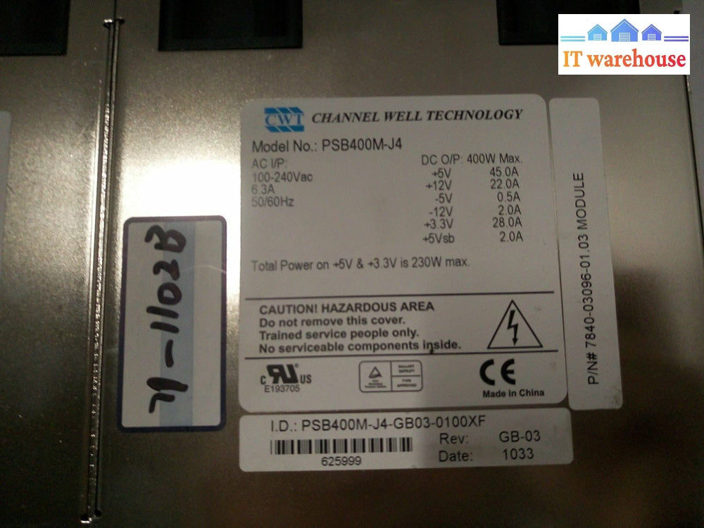 - 1x Channel Well Technology PSB400M-J4 400w Swap PSU