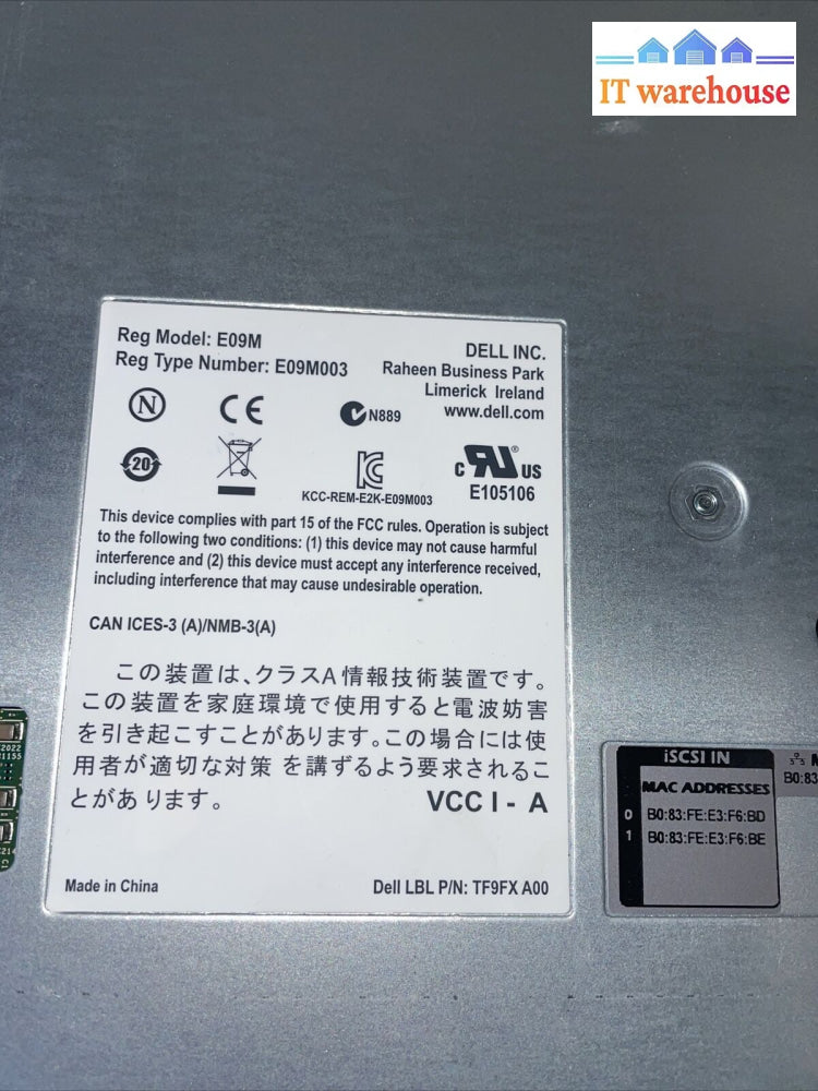 1X Dell Equallogic Control Module Type 15 10Gb Iscsi - 15Tf9Fx E09M E09M003
