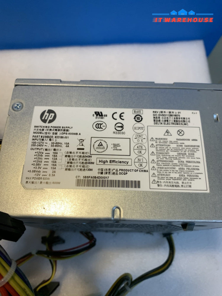 1x  Genuine HP ENVY H9 Series Desktop 600W Power Supply 633186-002 DPS-600WB A