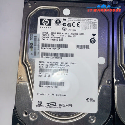 1x  HP BF3008AFEC 481659-003 300GB 15k  8MB SCSI U320 3.5 " Hard Drive