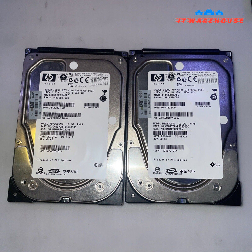 1x  HP BF3008AFEC 481659-003 300GB 15k  8MB SCSI U320 3.5 " Hard Drive
