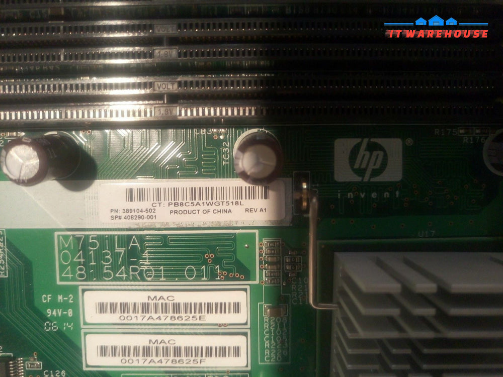 - 1x  HP DL140 G2 System Board PN 389104-502 SP# 408290-001 REV A1 @@@