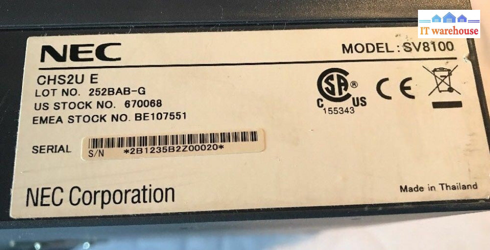 1x  NEC UNIVERGE SV8100 Phone System Server  (CHS2U E) W/ INTERFACE CARDS