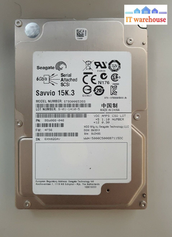 -  1x Seagate ST9300653SS 9SW066 300GB 15K RPM 6Gbps 2.5" SAS Hard Drive*@