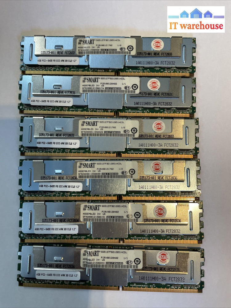 1x SMART 4GB SG5127FB212851HCDL PC2-6400 DDR2 FB ECC SDRAM (server) Memory