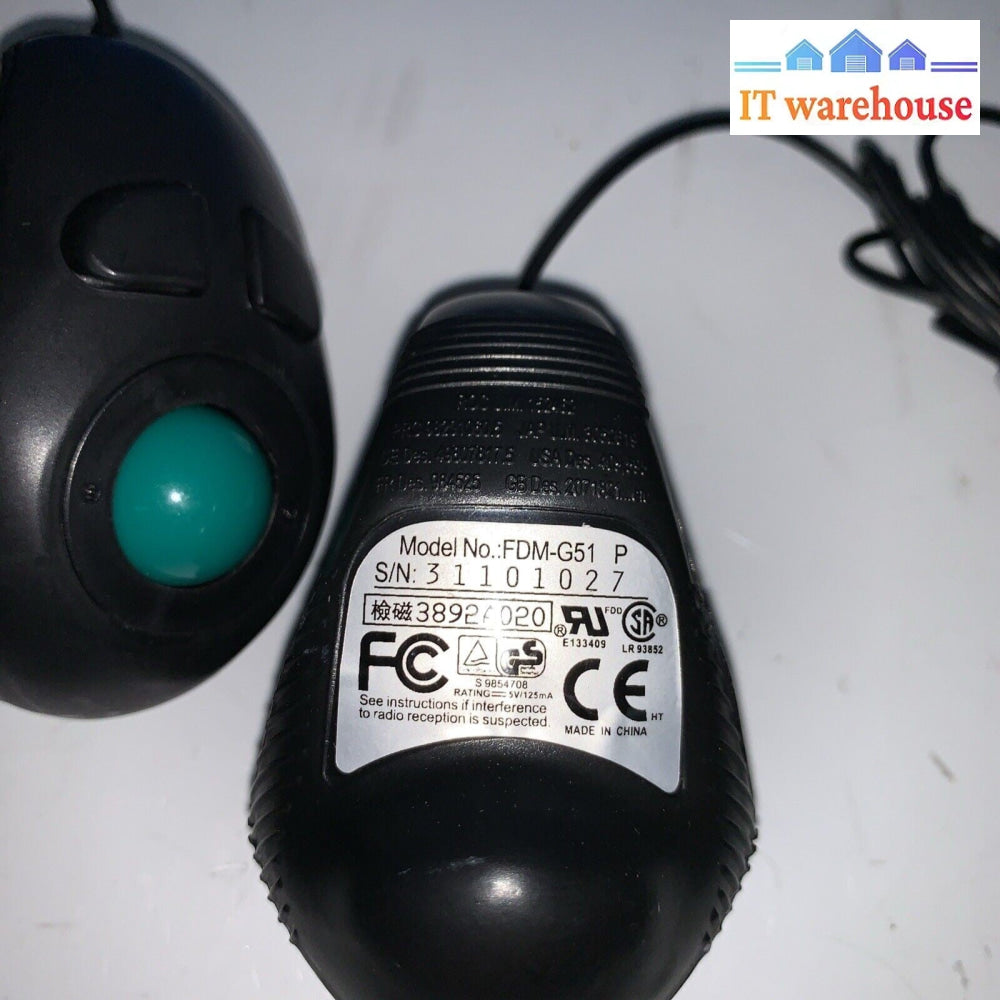 (1x) Vintage Small Portable Micro Trackball USB FDM-G51 P Handheld Finger Mouse