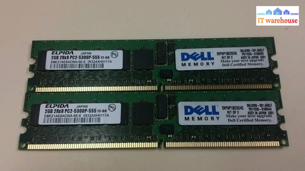 2 x 2GB = 4GB Elpida EBE21AE8ACWA-6E-E 2GB DDR2 Ecc (SERVER) RAM MEMORY @@@