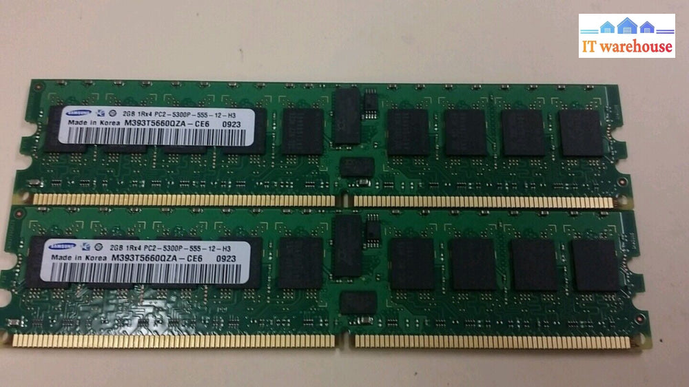 2 x 2GB = 4GB M393T5660QZA-CE6 Samsung1Rx4 PC2-5300P DDR2 Serve Memory  @@@
