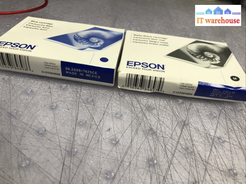 2 x  Epson Ink Cartridge 2009-2010 Dated Box Genuine Sealed - T054920 & T054820