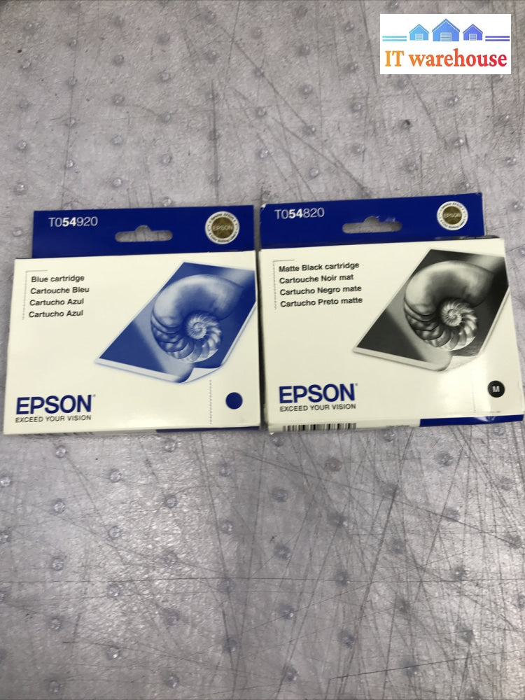 2 x  Epson Ink Cartridge 2009-2010 Dated Box Genuine Sealed - T054920 & T054820