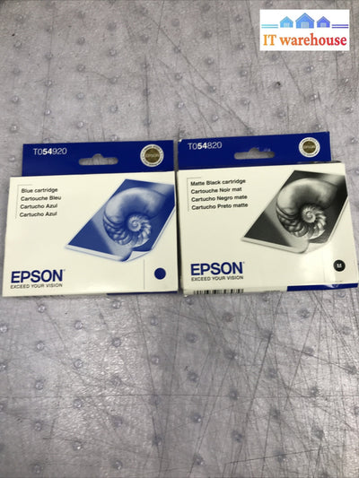 2 x  Epson Ink Cartridge 2009-2010 Dated Box Genuine Sealed - T054920 & T054820