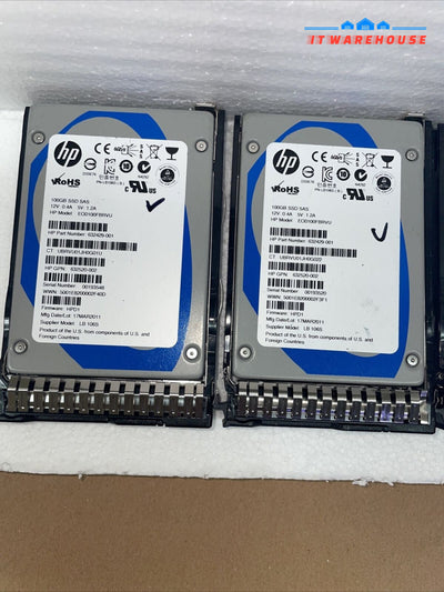 2 x HP 100GB SAS 6G 2.5'' Solid State Drive 632429-001  ( 1000 days remaining )