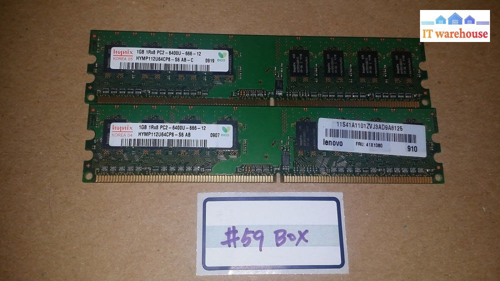 2 X Hynix 1Gb Pc2-5300P Hymp112U64Cp8-S6 Ab Desktop Memory Ram @@@