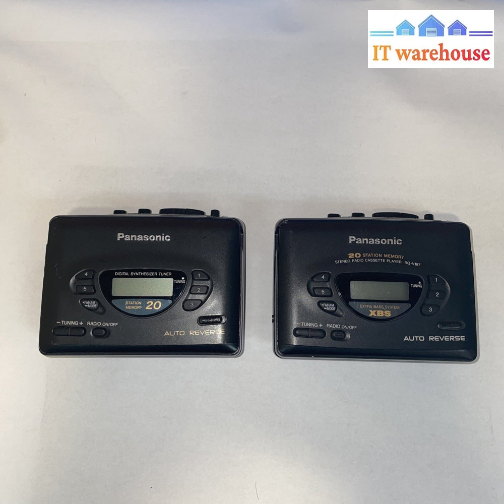 2 x Panasonic Tape player AM/FM Radio Auto Reverse Walkman RQ-V187/V186