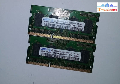 2 x Samsung 1GB 2RX16 PC3-8500S-07-00-A0 M471B2874DH1-CF8 Memory