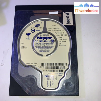20GB Maxtor 3.5 Fireball 3 ATA/133 hard drive (1000+ days lifespan)