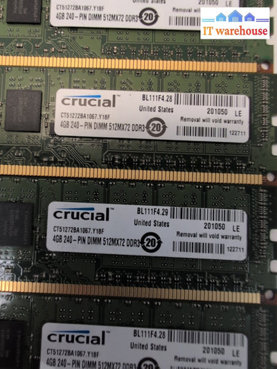 24GB (6X4GB) CT51272BA1067.Y18F Crucial  DDR3 ECC PC3-8500 Server Memory -