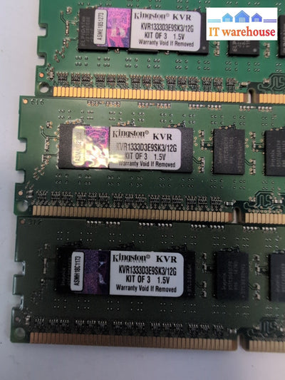 28GB (7X 4GB) Kingston  KVR1333D3E9SK3/12G Kit3 PC3-10600 DDR3 ECC Server RAM -