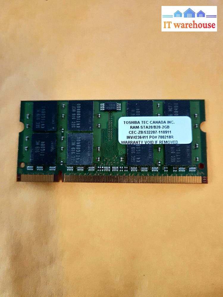 - 2GB Toshiba TEC RAM-STA20/B20-2GB CEC-ZB DDR2 Memory
