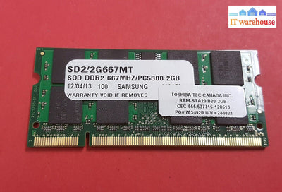 - 2GB Toshiba TEC RAM-STA20.B20.2GB SOD DDR2 667MHZ/PC5300 Memory