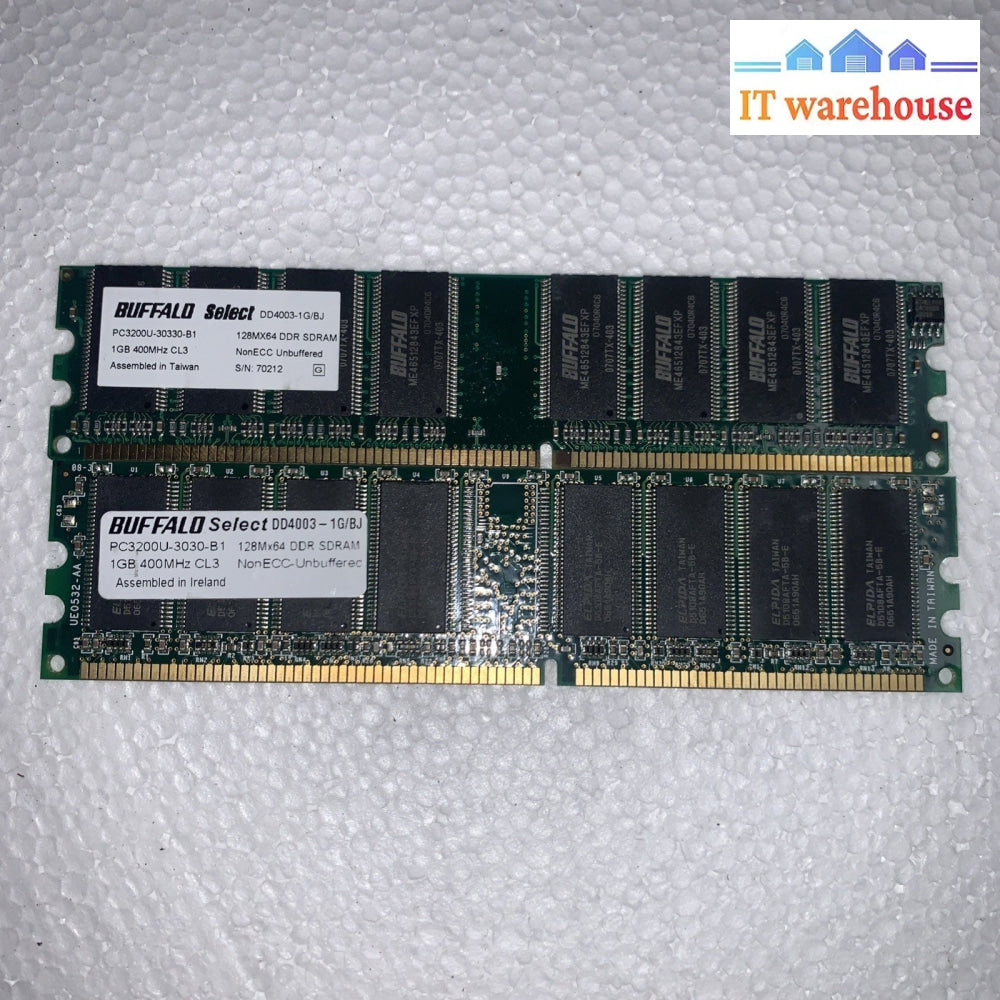 2x 1GB BUFFALO Select 400MHz CL3 PC3200U-30330-B1  desktop Memory