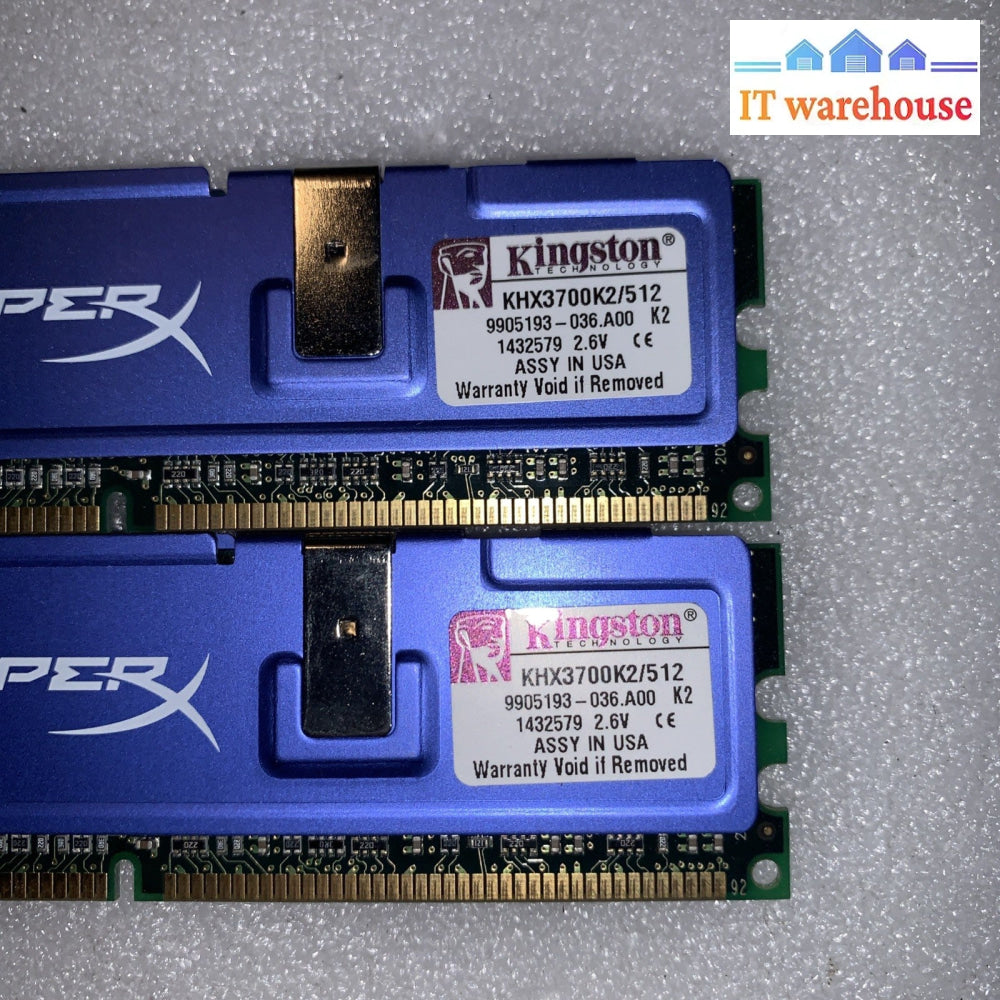 2x 256MB Kingston HyperX DDR Non-ECC Unbuffered DIMM CL3 466MHz KHX3700K2/512