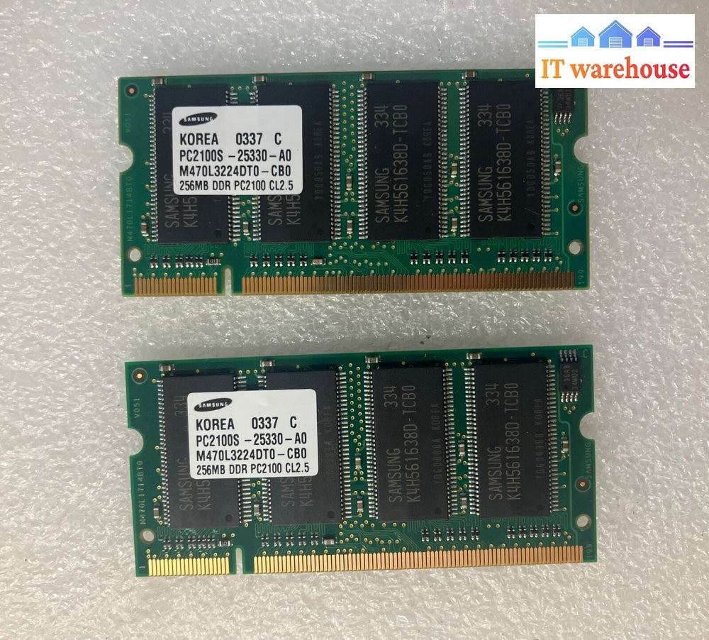 (2x 256MB) Samsung DDR-266 PC2100 (Total 512MB) SO-DIMM Laptop RAM M470L3224DT0~