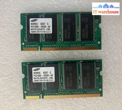 (2x 256MB) Samsung DDR-266 PC2100 (Total 512MB) SO-DIMM Laptop RAM M470L3224DT0~