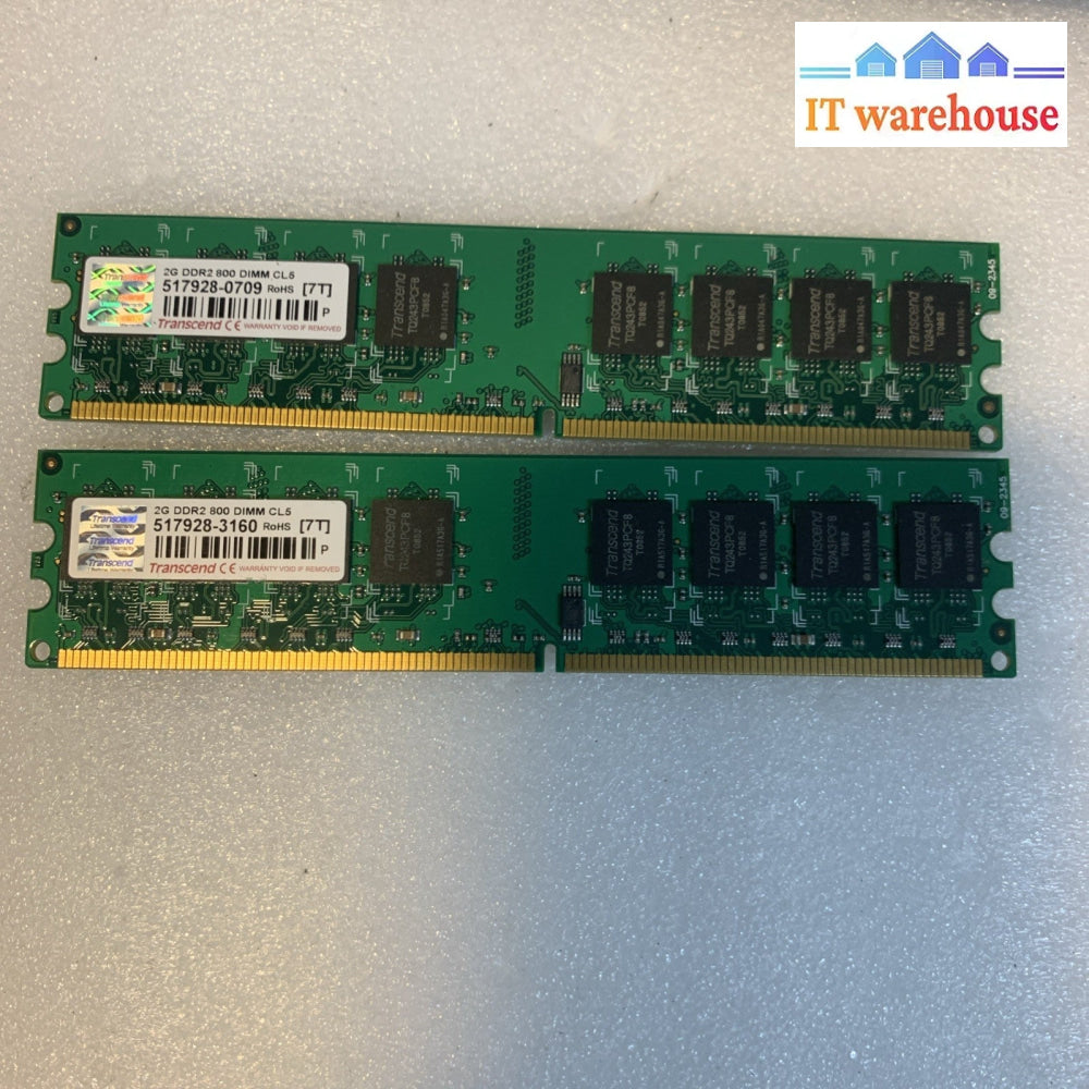 2x 2GB =4GB Transcend DDR2 800MHz PC2-6400 DIMM CL5 Desktop RAM
