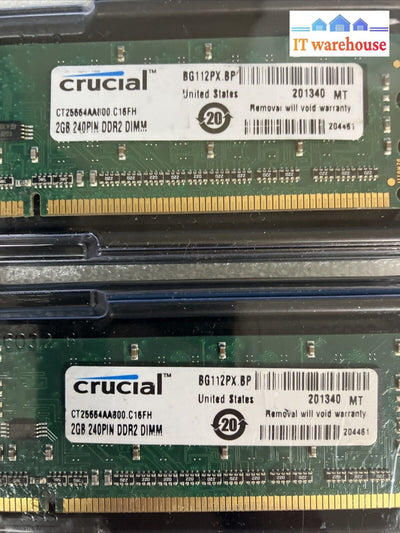 ~ (2x 2GB) Crucial 2GB DDR2-800 PC2-6400 Desktop Memory CT25664AA800 .C16FH RAM