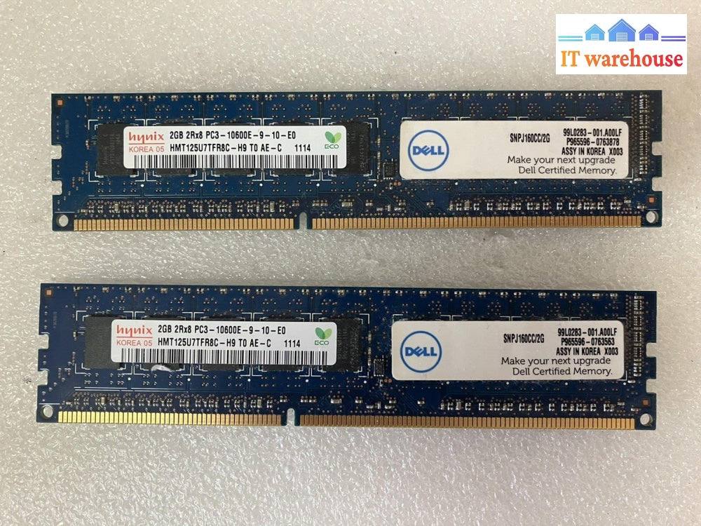 ~ (2x  2GB) Hynix Korea 05 HMT125U7TFR8C - H9 PC3-10600E DDR3 Memory SDRAM