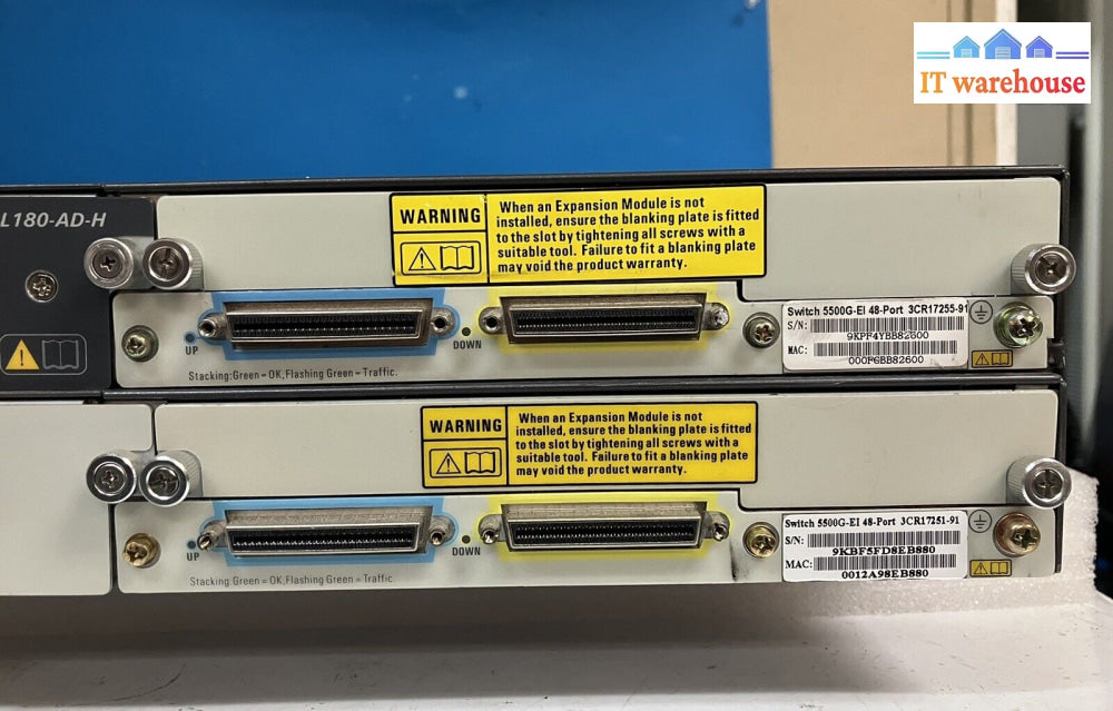 2X 3Com Switch 5500G-Ei 24 Port 3Cr17254-91 Superstack 4 W/Mount Ears ~