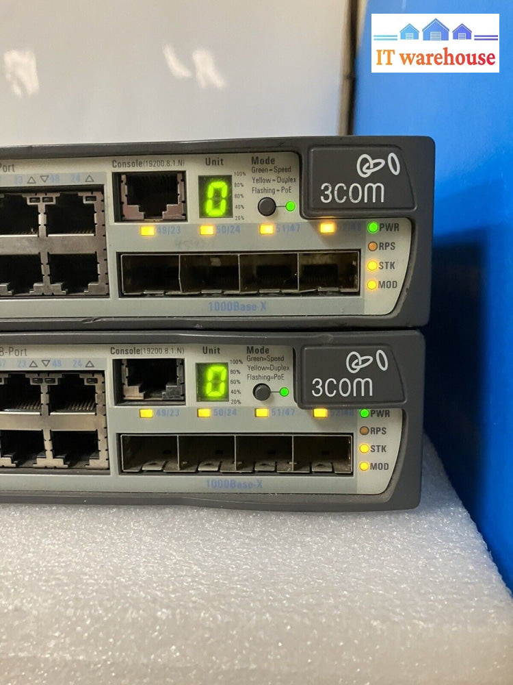 2x   3Com Switch 5500G-EI 24 Port 3CR17254-91 SuperStack 4 Switch w/mount ears ~