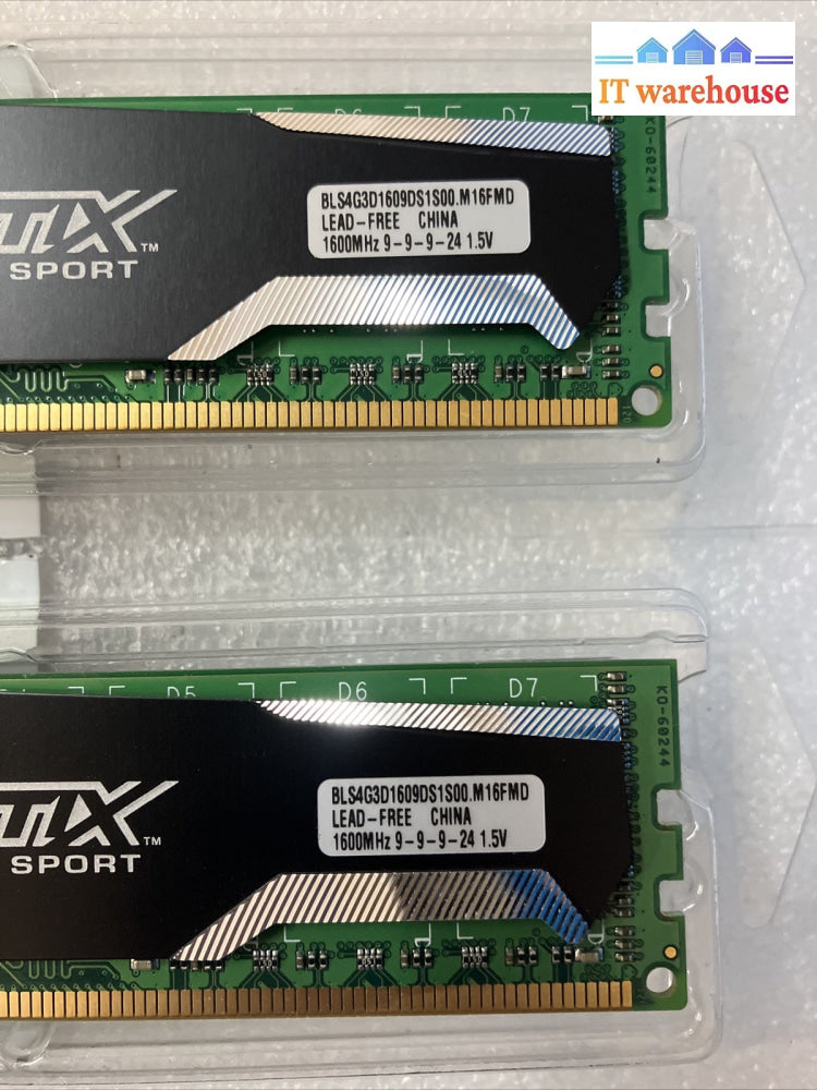 (2x 4GB) Crucial Ballistix Sport BLS4G3D1609DS1S00 PC3-12800 DDR3-1600 DIMM RAM~